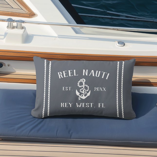Cojín De Exterior Anclaje de nombre de barco personalizado azul y bl (Subido por el creador)
