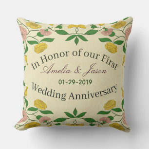 Cojín De Exterior Aniversario de Bodas Personalizado para Parejas 1e