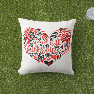 Cojín De Exterior Apoyar a Ucrania con letras y corazón