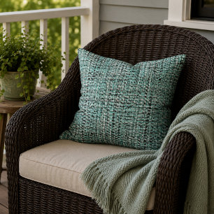Cojín De Exterior Aqua Seafoam Azul Verde Gris Boucle Patrón Tejido