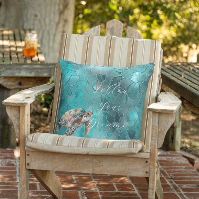 Cojín De Exterior Aqua Verde azulada Turquoise Glam (Silla)
