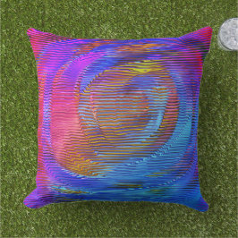 Cojín De Exterior Arcoiris en espiral rosa con relieve y rayas desor