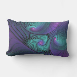 Cojín De Exterior Arte abstracto fractal moderno púrpura se encuentr