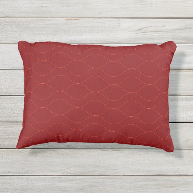Cojín De Exterior Arte de abstracción de onda fría, rojo, simple, el (Reverso)