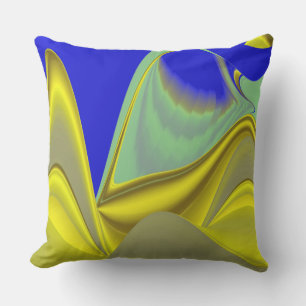 Cojín De Exterior Arte de arcoíris abstracto 3D en azul amarillo dor