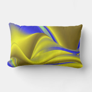 Cojín De Exterior Arte de arcoíris abstracto 3D en azul amarillo oro