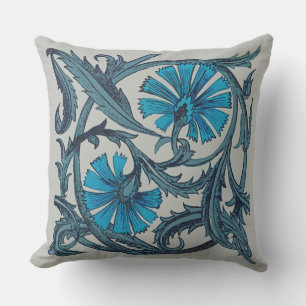 Cojín De Exterior Arte de azulejo decorativo vintage azul antiguo fl