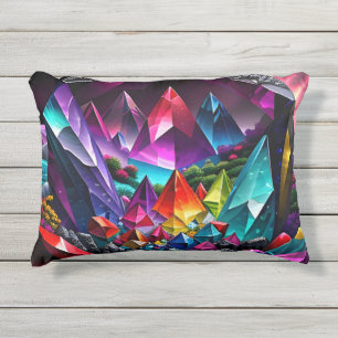 Cojín De Exterior Arte de gema arco iris seis