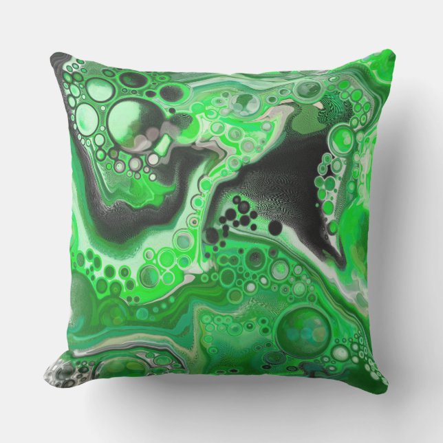 Cojín De Exterior Arte digital de mármol verde (Anverso)