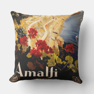 Cojín De Exterior Arte gráfico de póster de viaje vintage Amalfi Ita