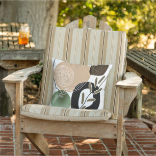 Cojín De Exterior Arte minimalista de planta y olas