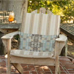 Cojín De Exterior Arte Tribal Beige Verde Azul Turquesa Marrón