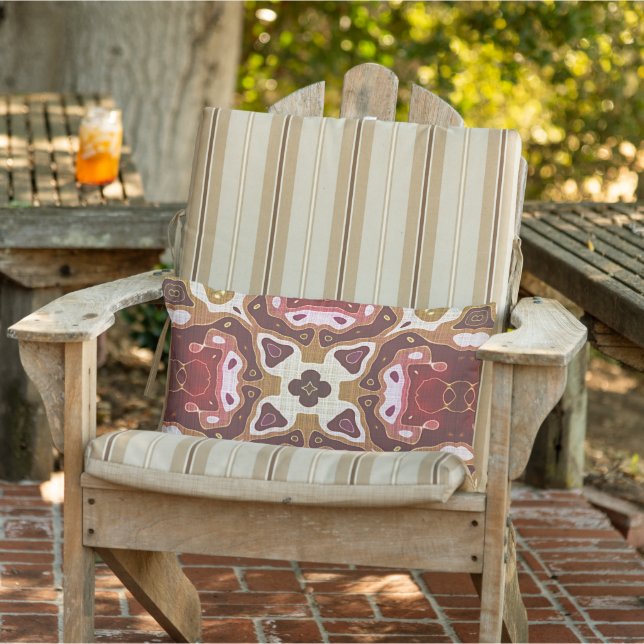 Cojín De Exterior Arte tribal marrón marrón estilo mostaza amarillo  (Silla)