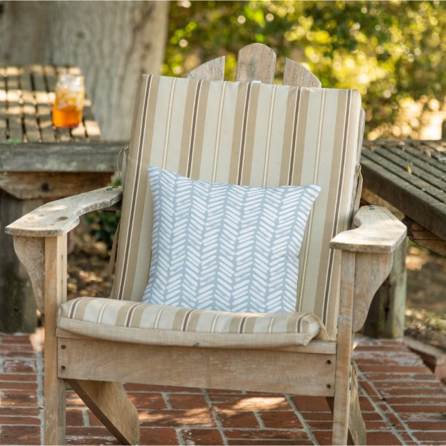 Cojín De Exterior Artsy White Heather Blue Resumen Chevron (Silla)