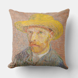 Cojín De Exterior Autorretrato de Vincent Van Gogh con sombrero de p