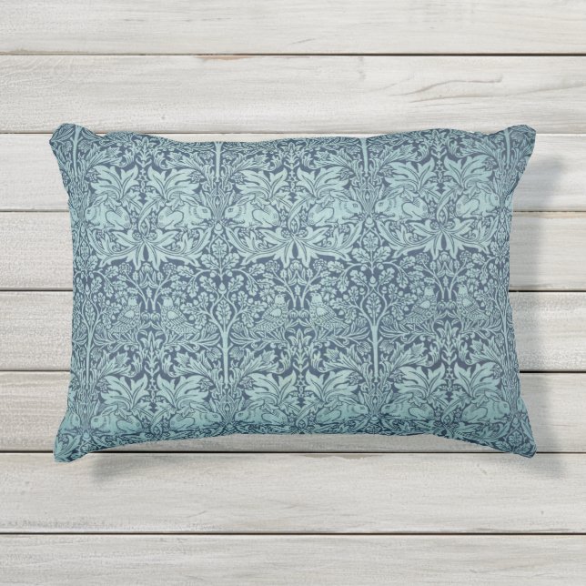 Cojín De Exterior Aves florales de época William Morris Brer Rabbit (Anverso)