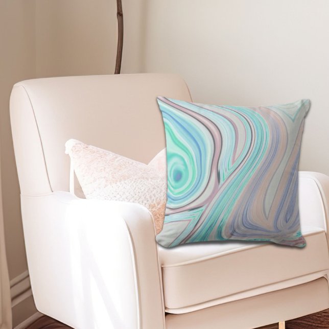 Cojín De Exterior azul acua menta verde lilo púrpura arcoiris pastel (aqua blue mint green lilac purple pastel rainbow outdoor pillow)