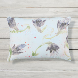 Cojín De Exterior Azul claro con floral naval