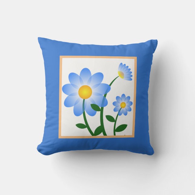 Cojín De Exterior Azul Floral Violeta Marga (Anverso)
