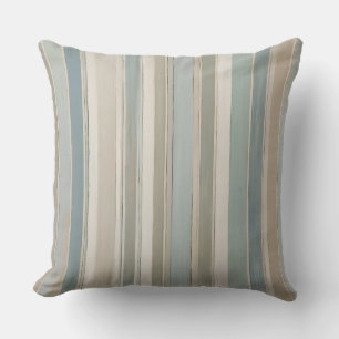 Cojín De Exterior Azul Polvoriento Teal Verde Beige Raya