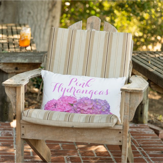Cojín De Exterior Azul rosa Hydrangeas flores púrpura elegantes (Silla)