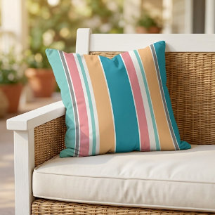 Cojín De Exterior Azul Teal Amarillo Cálido Coral Rojo Gris Blanco R