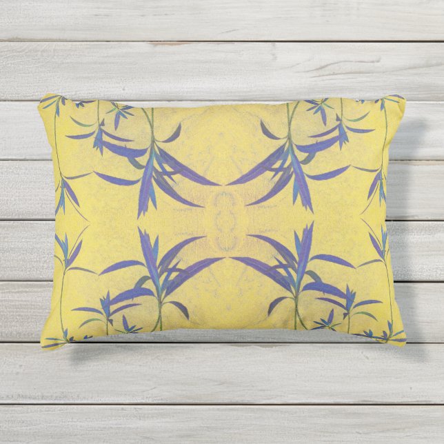 Cojín De Exterior Azul y amarillo rústicos (Anverso)