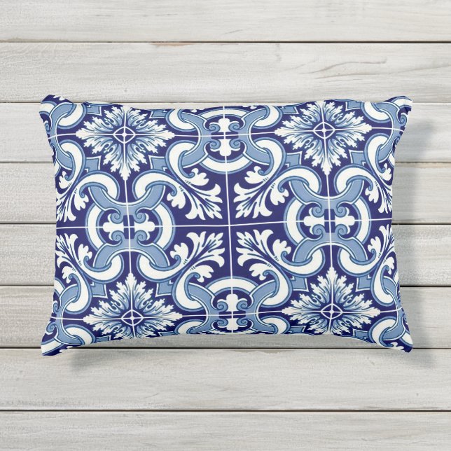 Cojín De Exterior Baldosa azul portuguesa (Anverso)