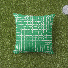 Cojín De Exterior Bambú Elegante – Monograma Costero Verde
