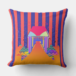 Cojín De Exterior Banda azul roja del hogar