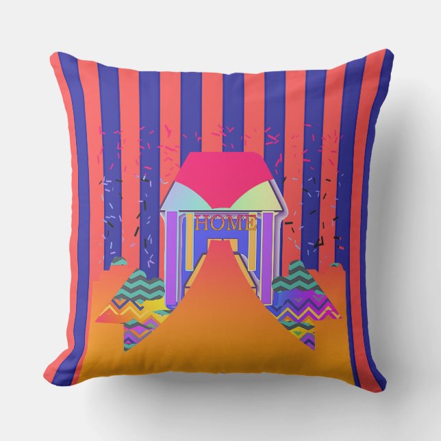 Cojín De Exterior Banda azul roja del hogar (Anverso)