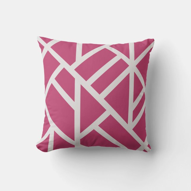 Cojín De Exterior Bandas abstractas de magenta y blanco modernas (Anverso)