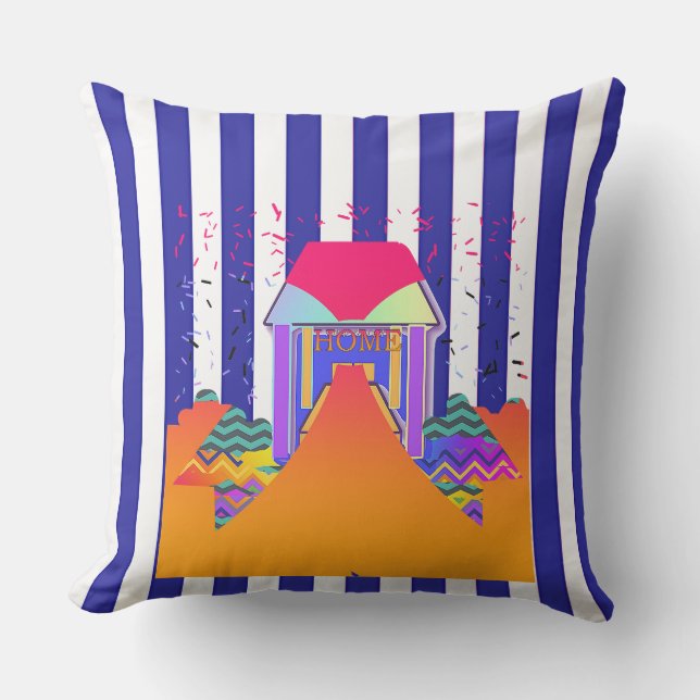 Cojín De Exterior Bandas azules de casa (Anverso)