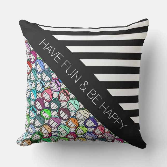 Cojín De Exterior Bandas de BG Patrón ancho negro + grupo fresco (Anverso)