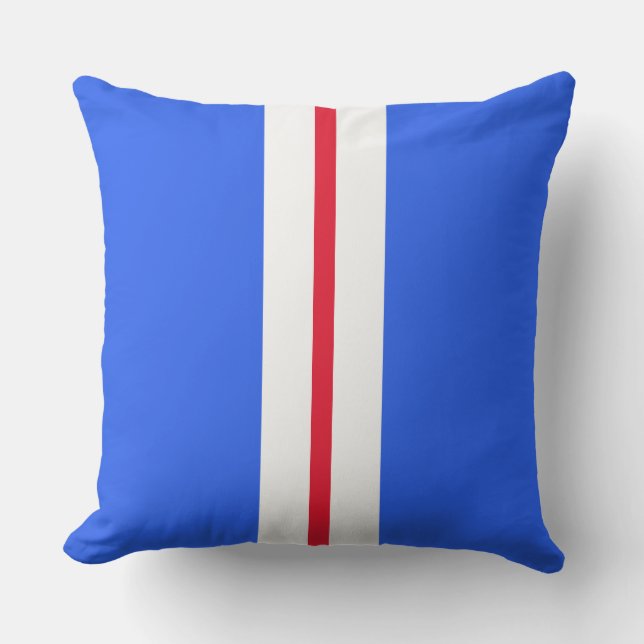 Cojín De Exterior Bandas de Carreras azul blanco rojo brillante y de (Anverso)