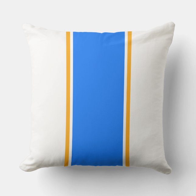 Cojín De Exterior Bandas De Carreras De Naranja Azul Amplio Y Lumino (Anverso)