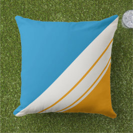 Cojín De Exterior Bandas de inclinación blanca negrita amarilla azul