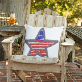 Cojín De Exterior Bandera americana brillo estrella