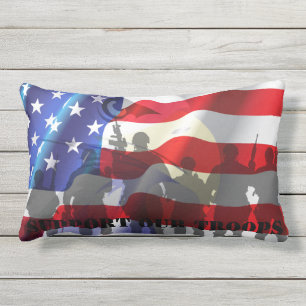 Cojín De Exterior Bandera Americana Patriótica Apoyemos a nuestras t
