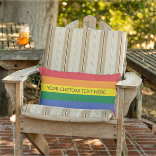 Cojín De Exterior Bandera arco iris del texto del personalizado