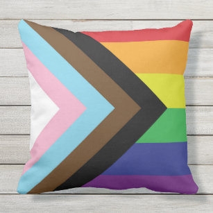 Cojín De Exterior Bandera arcoiris del orgullo gay progresista LGBTQ