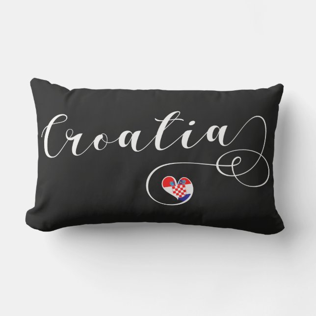 Cojín De Exterior Bandera de Croacia en el corazón, croata (Anverso)