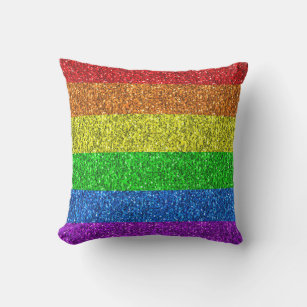 Cojín De Exterior Bandera LGBT vibrante purpurina arco iris chisporr