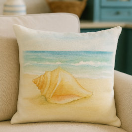 Cojín De Exterior Beach Life Conch Shell Watercolor