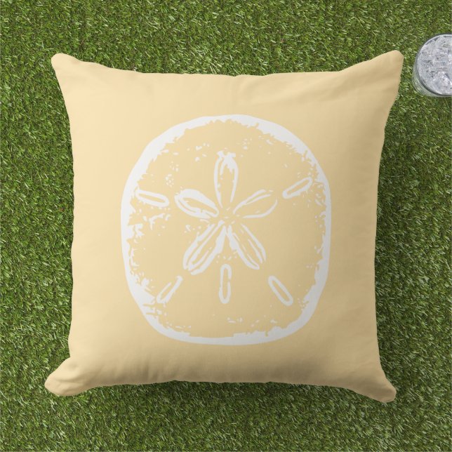 Cojín De Exterior Beachy beige and white sand dollar shell (Césped)