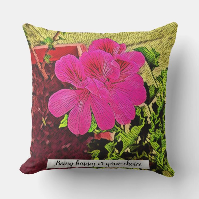 Cojín De Exterior Being happy is your choice blooming flower (Anverso)