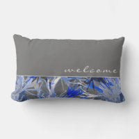 Bienvenida | Floral gris blanco y azul abstracto