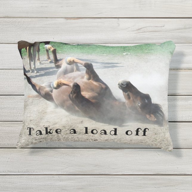 Cojín De Exterior Bienvenida humorística al país de los caballos (Reverso)