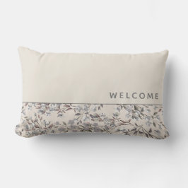 Cojín De Exterior Bienvenida | Linen Beige y Floral Gris