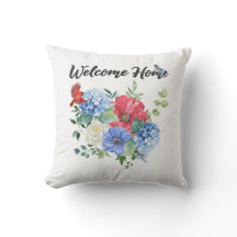 Bienvenido a casa con flores y pájaros rojos/blanc